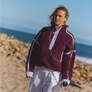 Free people Mountain High Half-Zip Fleece black cherry